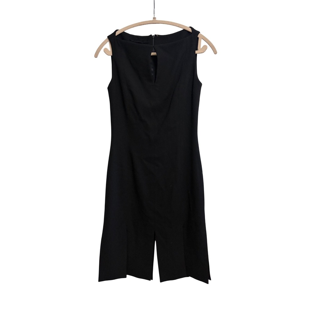 Vintage Y2K Peggy Jennings Black Silk Lined Sleeveless Pleated Sheath Dress L